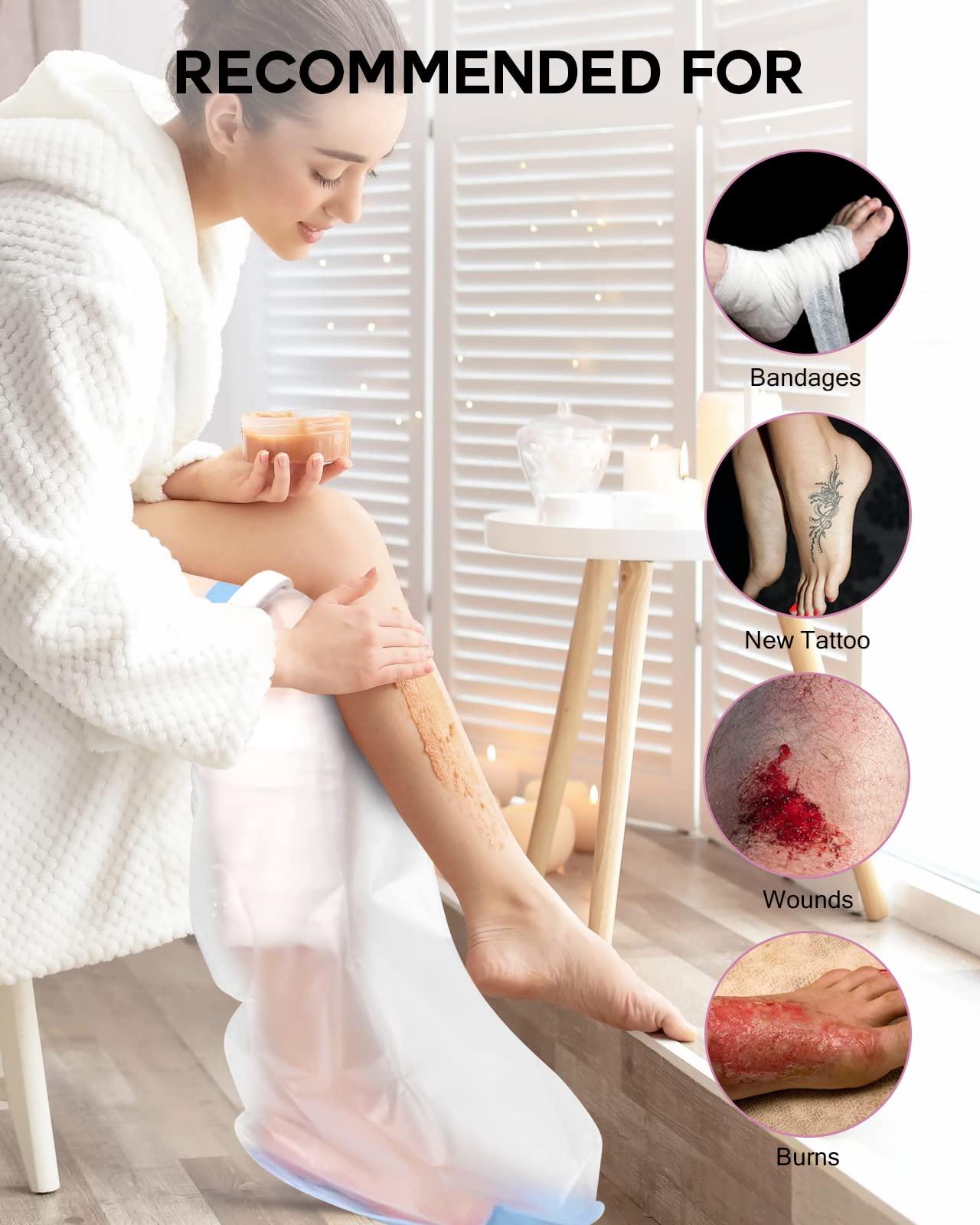 DNEOUXI DNEOUXI Waterproof Cast Covers for Shower Leg Adult, Cast Cover for Leg with Non-Slip Bottom, Watertight Leg Cast Protector for Knee Shank Foot Ankle Surgery Dressing Wound, Reusable