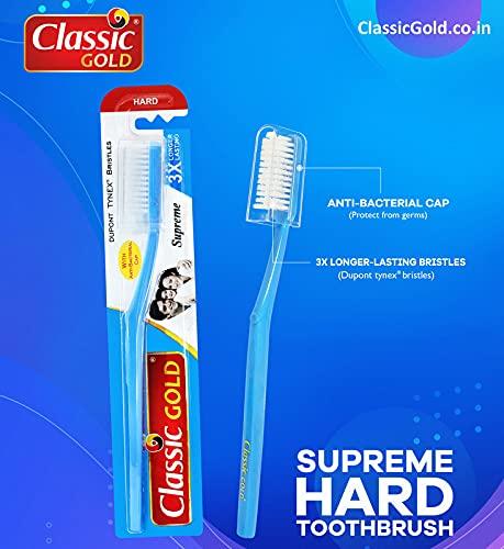 Classic Gold Supreme Hard Manual Toothbrush For Adults Pack Of 36