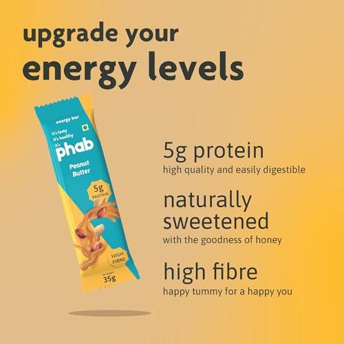 Phab Phab Peanut Butter 5g Protein Bar| Energy & nutrition | High Fibre & Gut-friendly | Sweetened with Honey,Trans Fat Free & No Preservatives | Loaded With 21% Nuts | Healthy & Tasty(Pack of 6 x 35g)