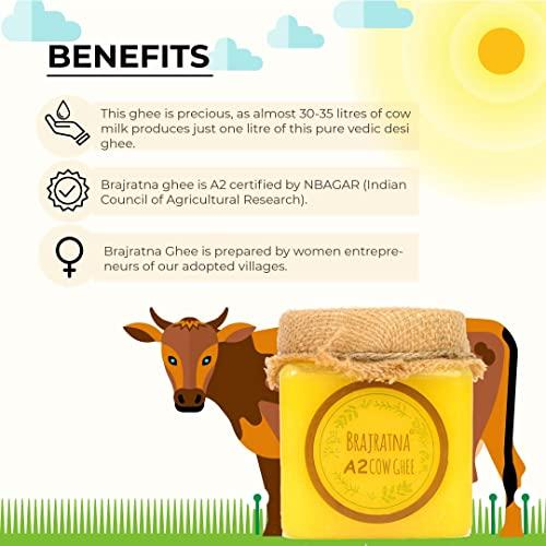BrajRatna Brajratna A2 Gir Cow Ghee | 100% Desi Cow | Vedic Bilona Method | pack of 2 (500 ML) | Immunity Booster | A Product of Women Self Help Group (SHG)