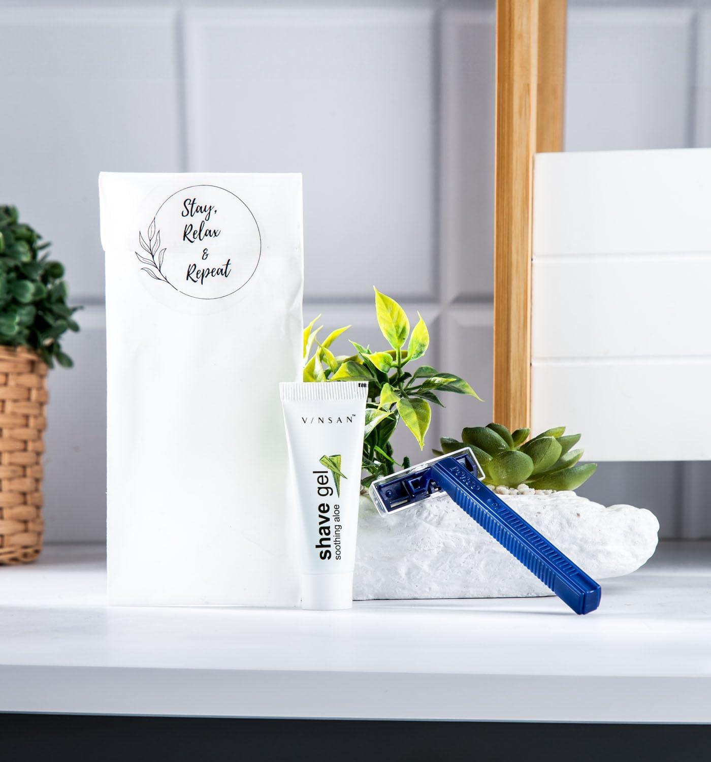 clayherbs Clayherbs Toiletries Sets Hotel Accessories,Hotel Kit,Guest Room Amenities,Marriage Guest Toiletry Kit Hospital Kit Shaving Kit (1 Razor & 1 Shaving Gel Tube 8g) Set Of (50)