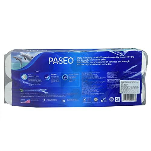 PASEO Paseo Dolphin Luxuriously Extra Soft 4 Ply Toilet Paper 10 Toilet Rolls x 200 Toilet Tissue Sheets Sheet Size 9.9 x 11.4 cm