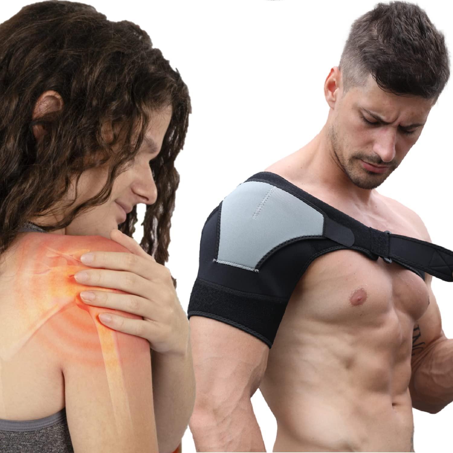 serveuttam Serveuttam Shoulder Support Belt for Men and Women | Shoulder Support for Rotator Cuff, Dislocated AC Joint, Labrum Tear, Shoulder Pain, Shoulder Compression Sleeve (Black n Grey)
