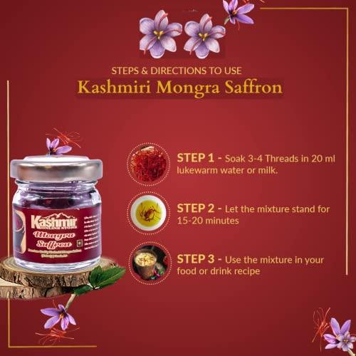 Kashmir ONLINE STORE Kashmir Online Store Pure And Natural Mongra Saffron - Premium Original Quality Kesar Grade A+++ For Pregnancy, Cooking, Face & Skin (1 Gram)