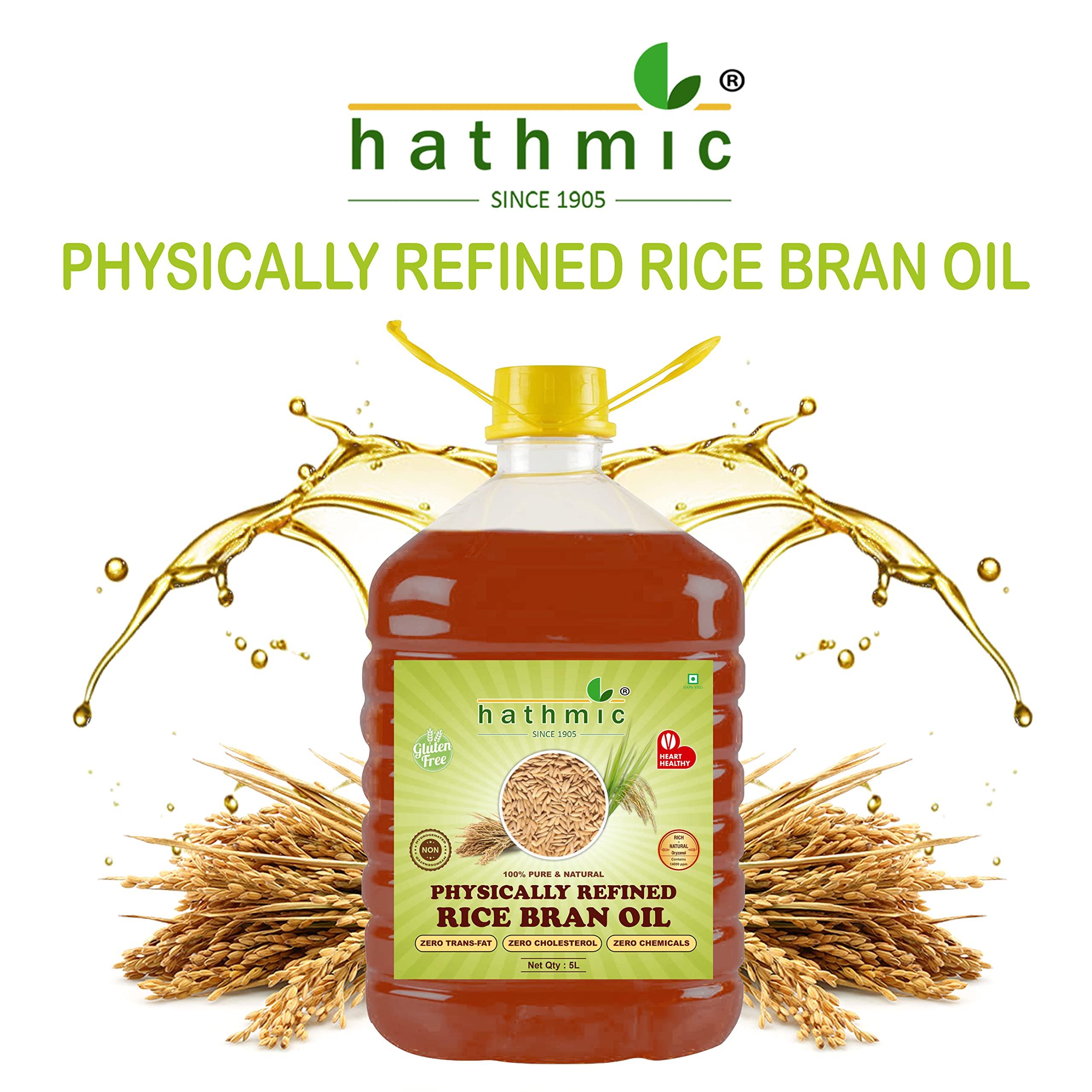 hathmic Hathmic 100% Pure Physically Refined Rice Bran Oil , 5L