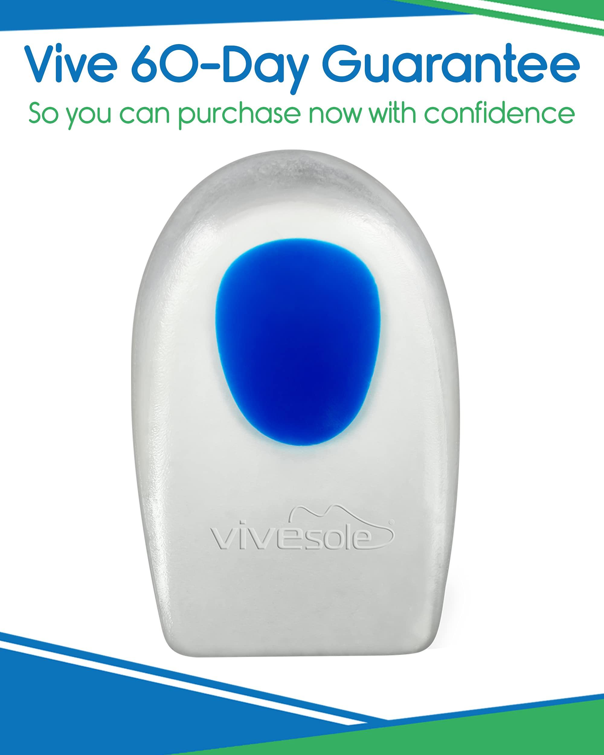 VIVEsole ViveSole Silicone Gel Heel Cups - Shoe Inserts for Plantar Fasciitis, Sore Heel Pain, Bone Spur & Achilles Pain - Pad & Shock Absorbing Support (US Men\'s 10-13)