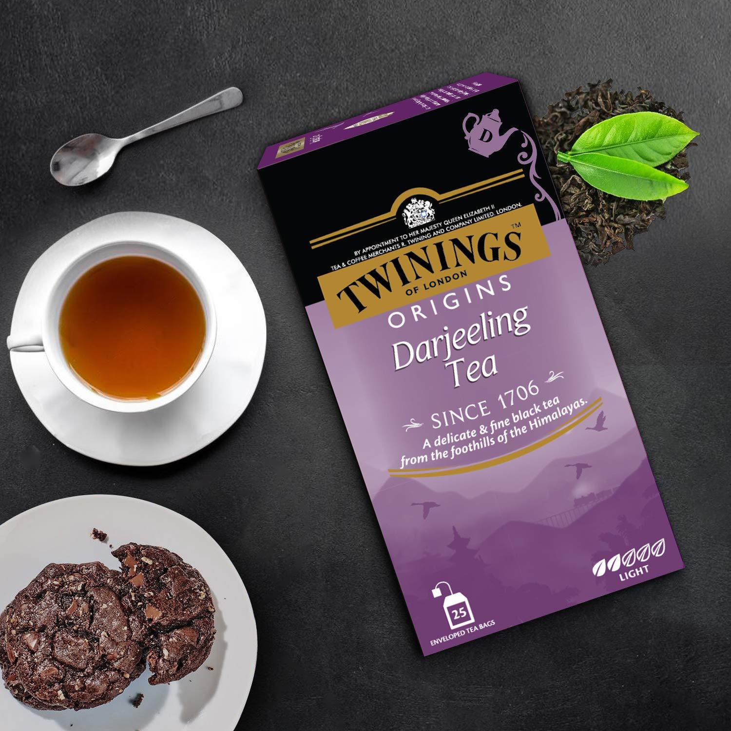 Twinings Twinings Darjeeling Tea,25 Teabags,Premium Black Tea,Twinings Origins,Light Strength,Delicate&Subtle,50 Gm,Pack of 25
