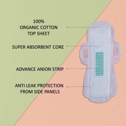 Generic Silfyme Organic Biodegradable Sanitary Pads Made of 100% Organic cotton & Bamboo Fibre - Rash-Free | Plastic Free | Paraben Free | Toxin Free | Chlorine Free - Pack of 24 ( 12 Medium Flow & 12 Heavy Flow)