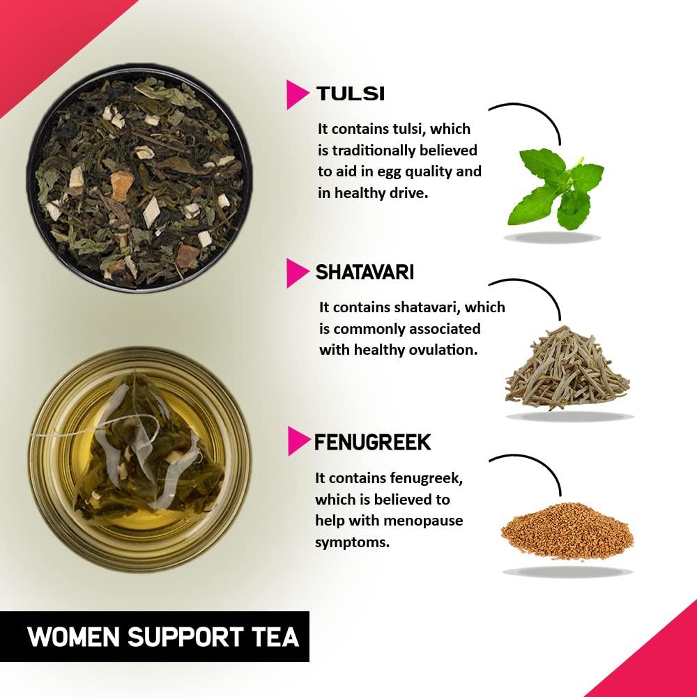 TEACURRY TEACURRY Women Support Tea - 1 Month, 100 gms - Spearmint, Asparagus, Shatavari, Nettle - Helps with Hormonal Balance, Tubal Blockage, Fibroids and Menopause (100 Grams | 1 Month Pack)