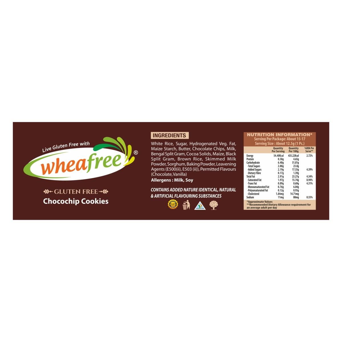 wheafree Wheafree Gluten Free Cookies Combo Chocochip Cookies + Jeera Cookies + Elaichi Cookies (Pack of 3) | 600g | Best Tea Time Snacks | Nutritious | 100% Vegetarian