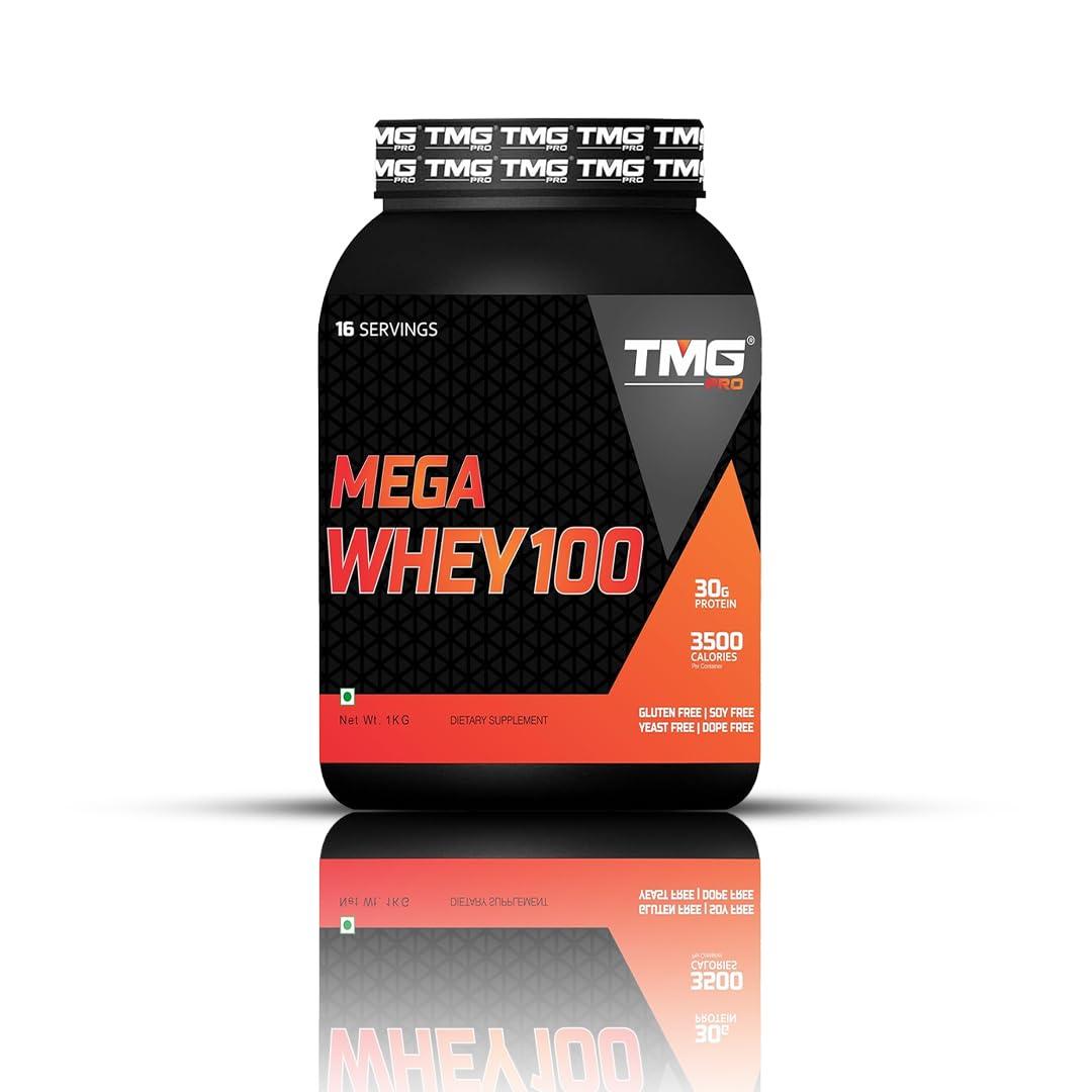 TMG PRO TMG PRO Mega Whey 100 Protein Powder | Dietary Supplement | Soy Free | Yeast Free | Dope Free | Mass Gainer Protein for Athlete & Bodybuilder (Chocolate-1KG)