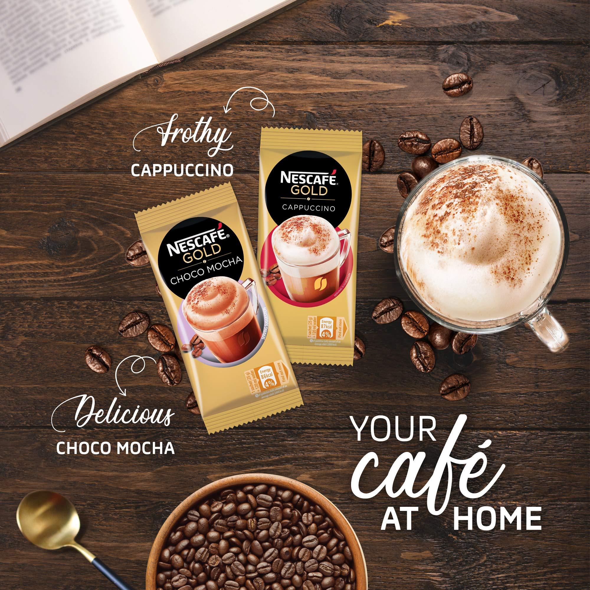 Nescafé Gold NESCAFE Gold Choco Mocha| Frothy Delicious Coffee| Instant Coffee Premix Powder  Just add hot water | Cafe like Coffee at home | 250g Box (10 Sachets X 25 Gram)