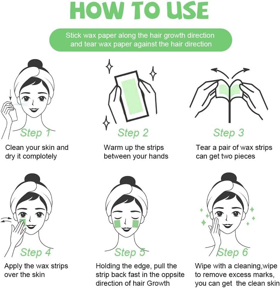 Rinpoche RINPOCHE Hair Removal Ready to Use Cold Waxing Strip Painless & Quick Eyebrows Upper Lip Chin Facial Wax Strips Kit for Gril\'s and Women\'s (Random) (Pack Of 10)