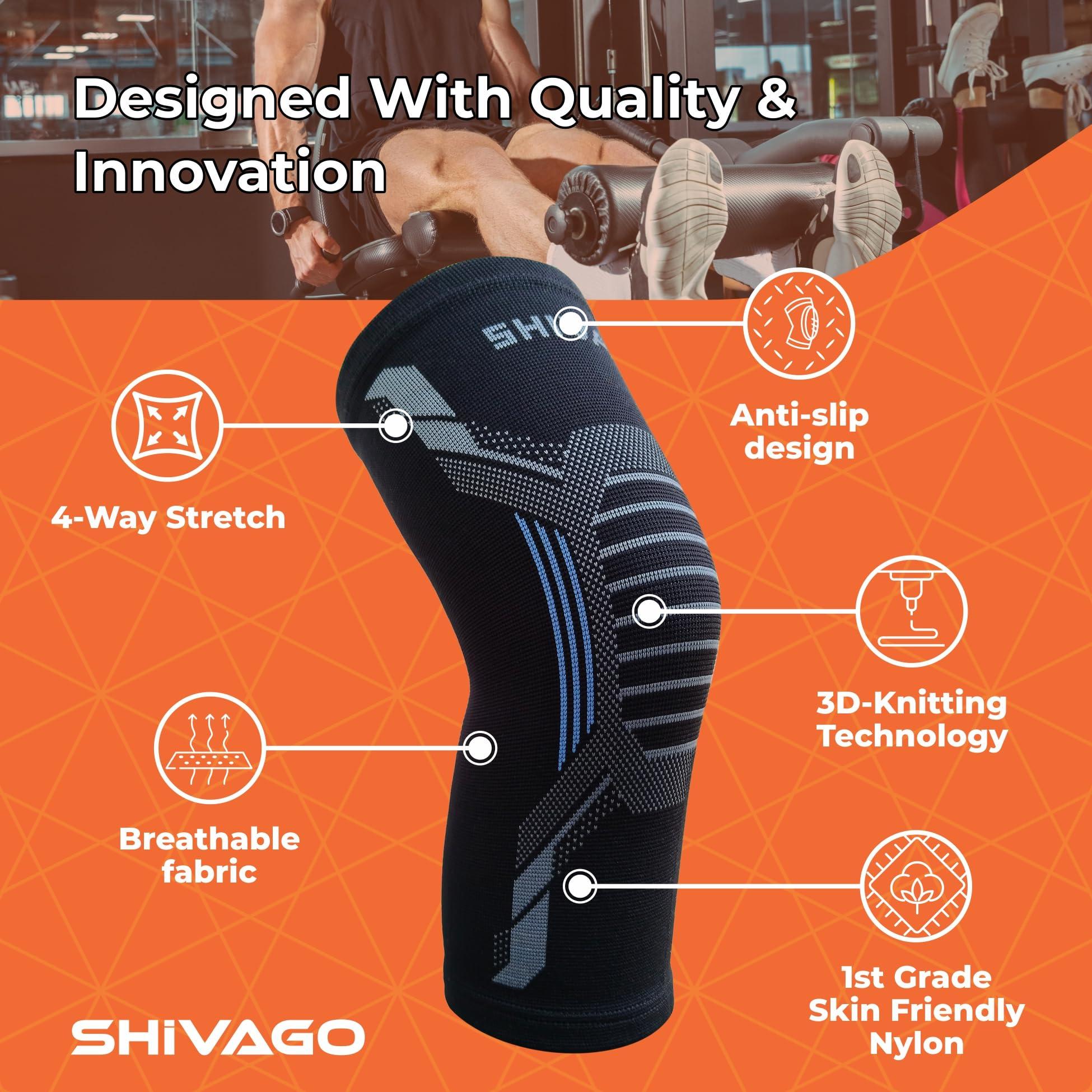 SHIVAGO SHIVAGO 3D Seamless Compression Knee Cap Pain Relief Knee Support for Men Women Gym Knee Sleeve Leg Braces (SVGVCT0011, M)