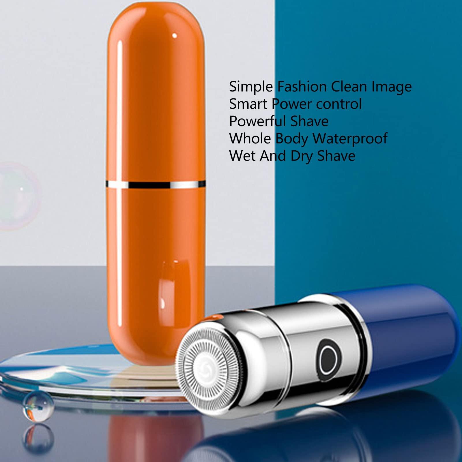 CUEI Mini Portable Shaver, Water Resistance Perfect Touch Mini Electric Floating Head Type C for Beard Shave (Blue)