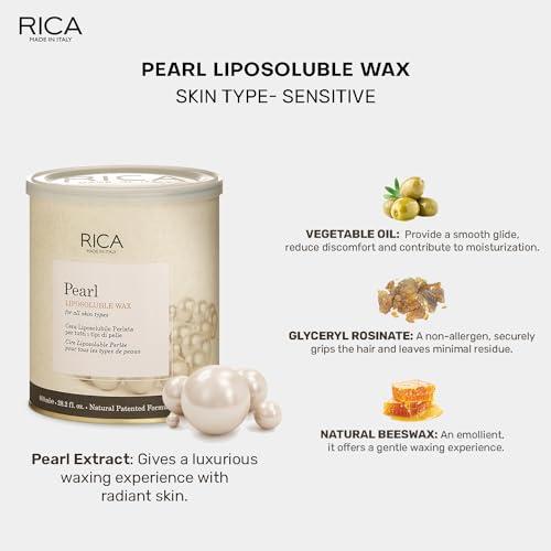 RICA Rica Pearl Liposoluble Painless Hair Removal Wax For Men & Women| Quick & Easy Tan Removal Waxing for All Skin| 800 ml, Pack of 1
