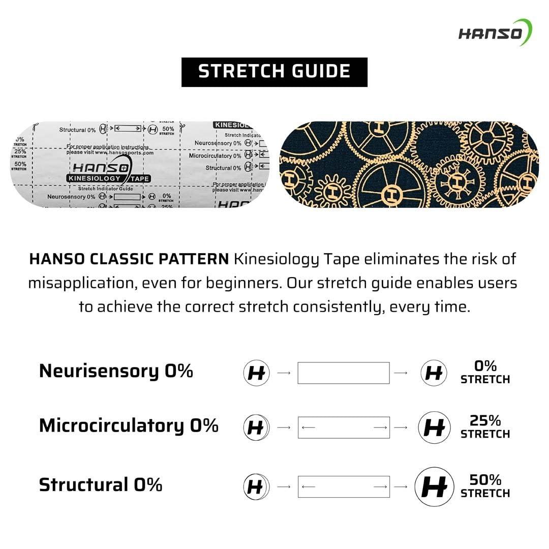 HANSO HANSO Elastic Therapeutic Tape | Kinesiology Tape | Classic Pattern | Tape for Physiotherapy, Sports Injuries, Pain Relief, Muscle Support Muscle Tape for Shoulder (Blsck)