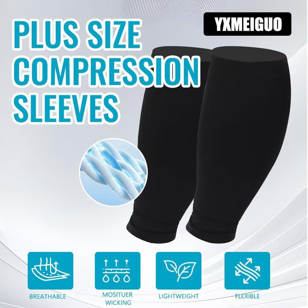 Yxmeiguo Plus Size Leg Compression Sleeve Wide Calf Compression Sleeve for Legs Calves Women Men 6XL, Prevent Varicose Veins, Edema, Swelling, DVT, Calf Soreness, for Work, Travel, Sports and Daily Wear.