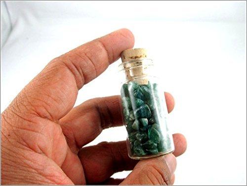 Jet International Crystal Jet Green Mica Chips Mini Glass Bottle Gemstone Reiki Chakra Balancing Holistic Spiritual