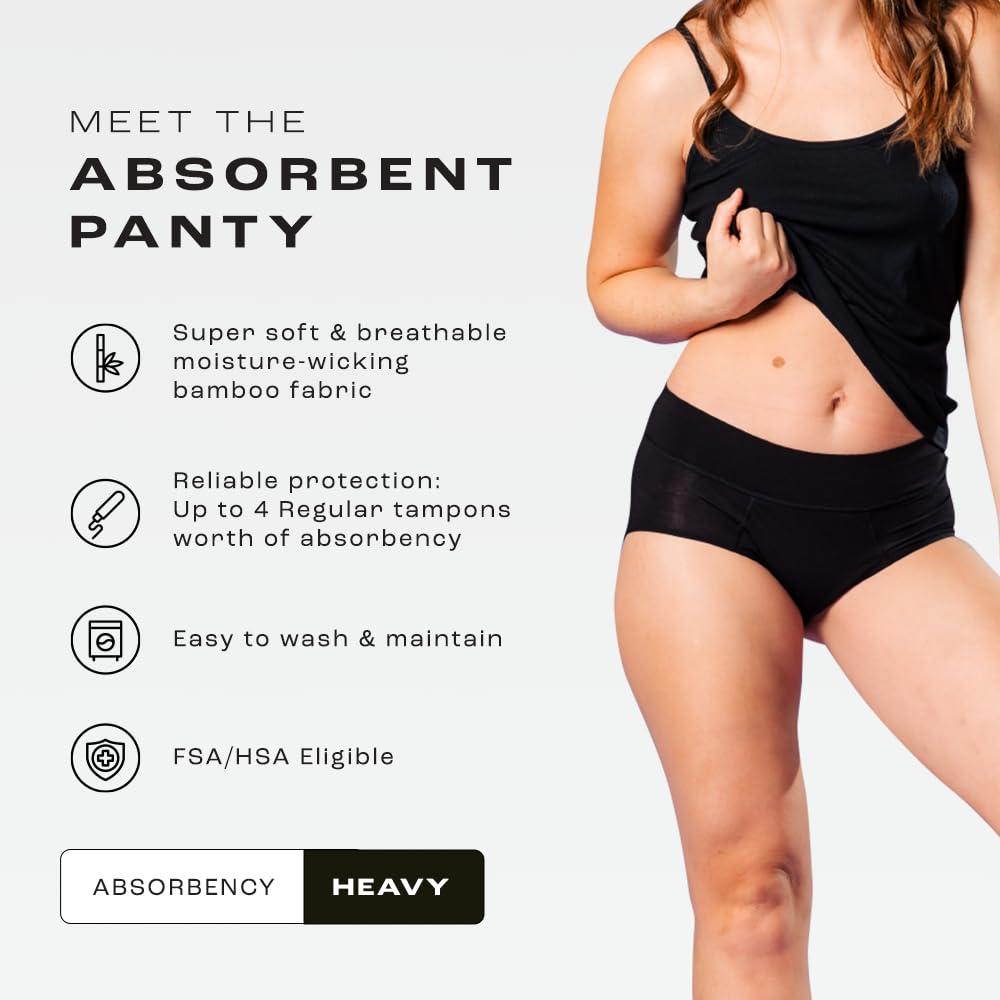 Bambody Bambody Absorbent Brief: Super Comfy Period Panties, 1pkbk, X-Small