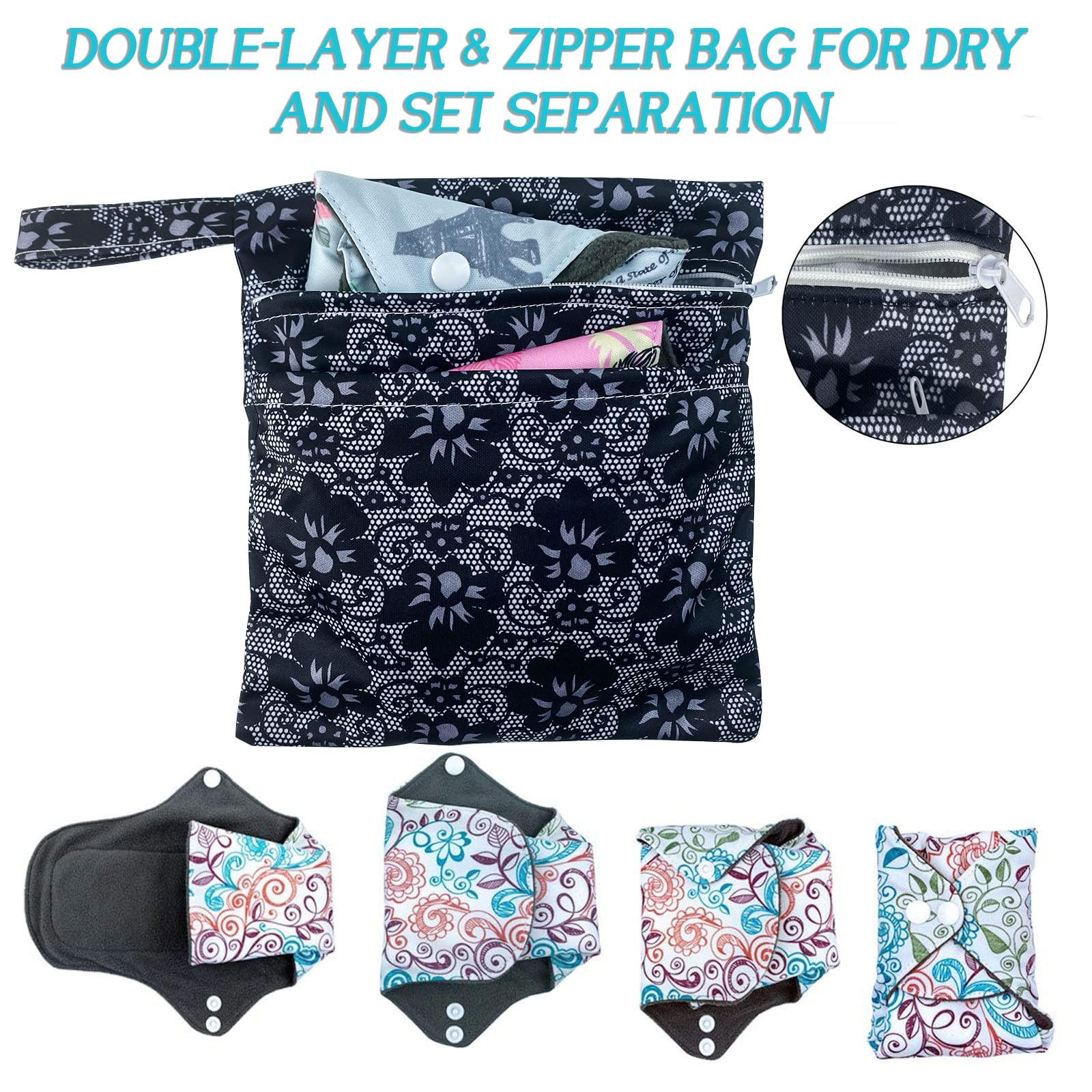 ZCOINS ZCOINS 4PCS Overnight Pads 13.5inch Reusable Pads Menstrual Heavy Flow, Washable Cloth Pad with 1 Zipper Bag