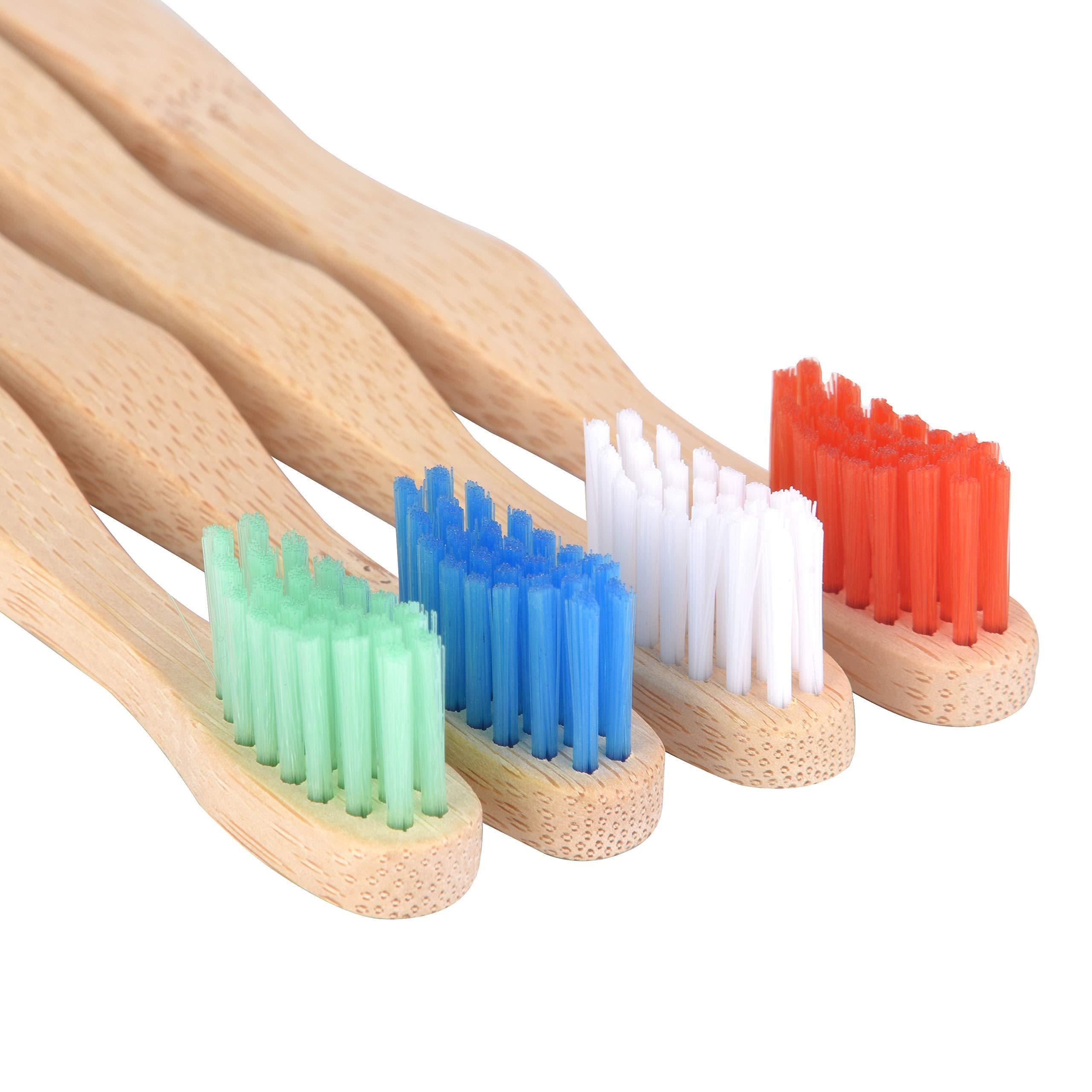 Little FootPrint Kids Bamboo Toothbrushes - 12 Pack |BPA Free Soft Bristles Toothbrushes | Eco-Friendly, Natural Bamboo Toothbrush Set | Biodegradable, Compostable, Wooden Eco Friendly by Little Footprint