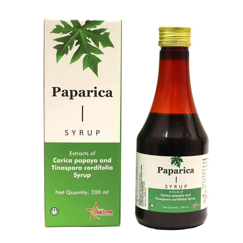 PAPARICA Nuestra 200 ml Paparica Syrup for Platelet Count | Platelet Count Increase Syrup | Papay Leaf Extract | Platelet Count Booster | (Pack of 1)