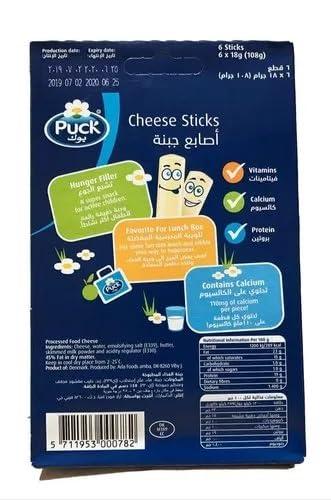 Generic Puck Kids Cheese Sticks are a Type of Cheese Snack Package Containing 6 Individual Cheese Sticks 108g