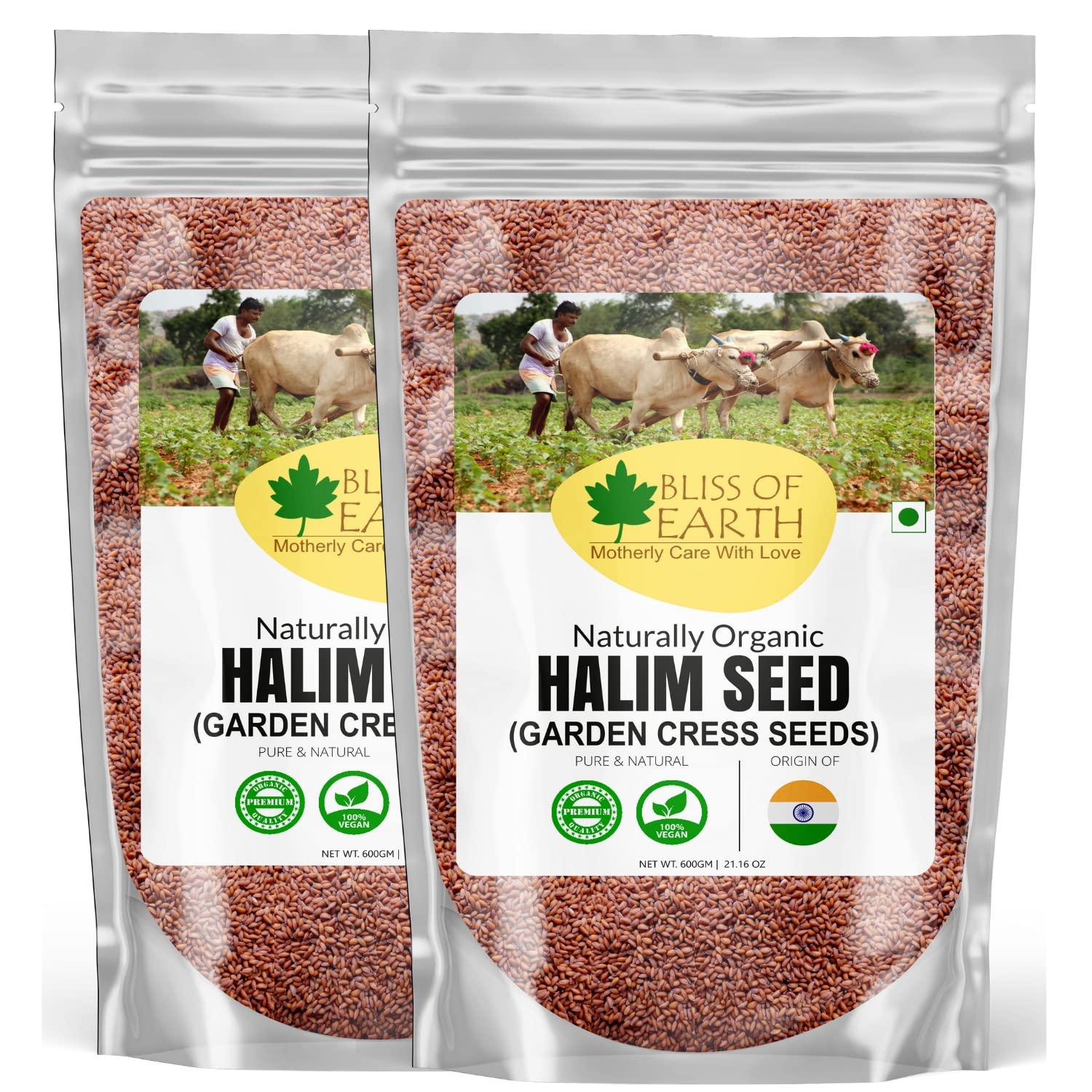 BLISS OF EARTH Bliss Of Earth Halim Seeds Organic for Eating, Aliv Seeds for Hair & Immunity Booster Foods Pack of 2x600gm