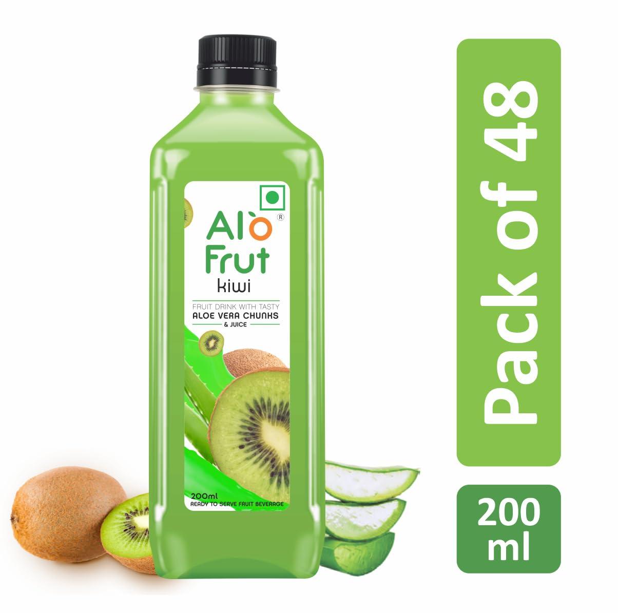 ALO FRUT ALO FRUT Kiwi Aloevera Chunks & Juice 200Ml (Pack Of 48) - 1 Case | Fruit Juice Mai Aloevera Chunks | Healthy Hai Isme Aloevera Hai | Ready To Serve Drink