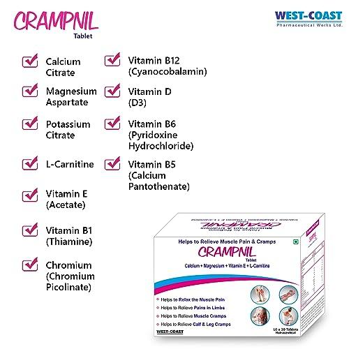 WEST-COAST WEST-COAST Crampnil Tablets helps to relieve muscle pain, joint pain & cramps