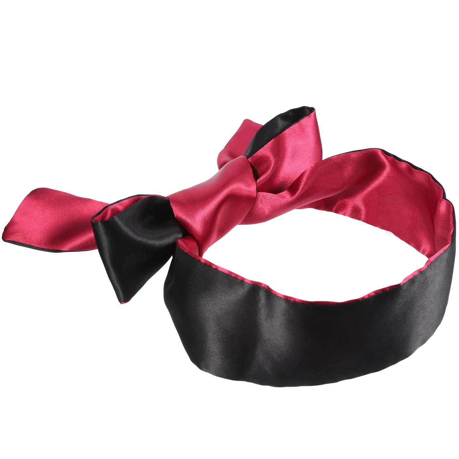 FORMANDO FORMANDO 2 Pack Sleeping Mask Satin Eye Mask Blindfold, 150 cm (Black Red)