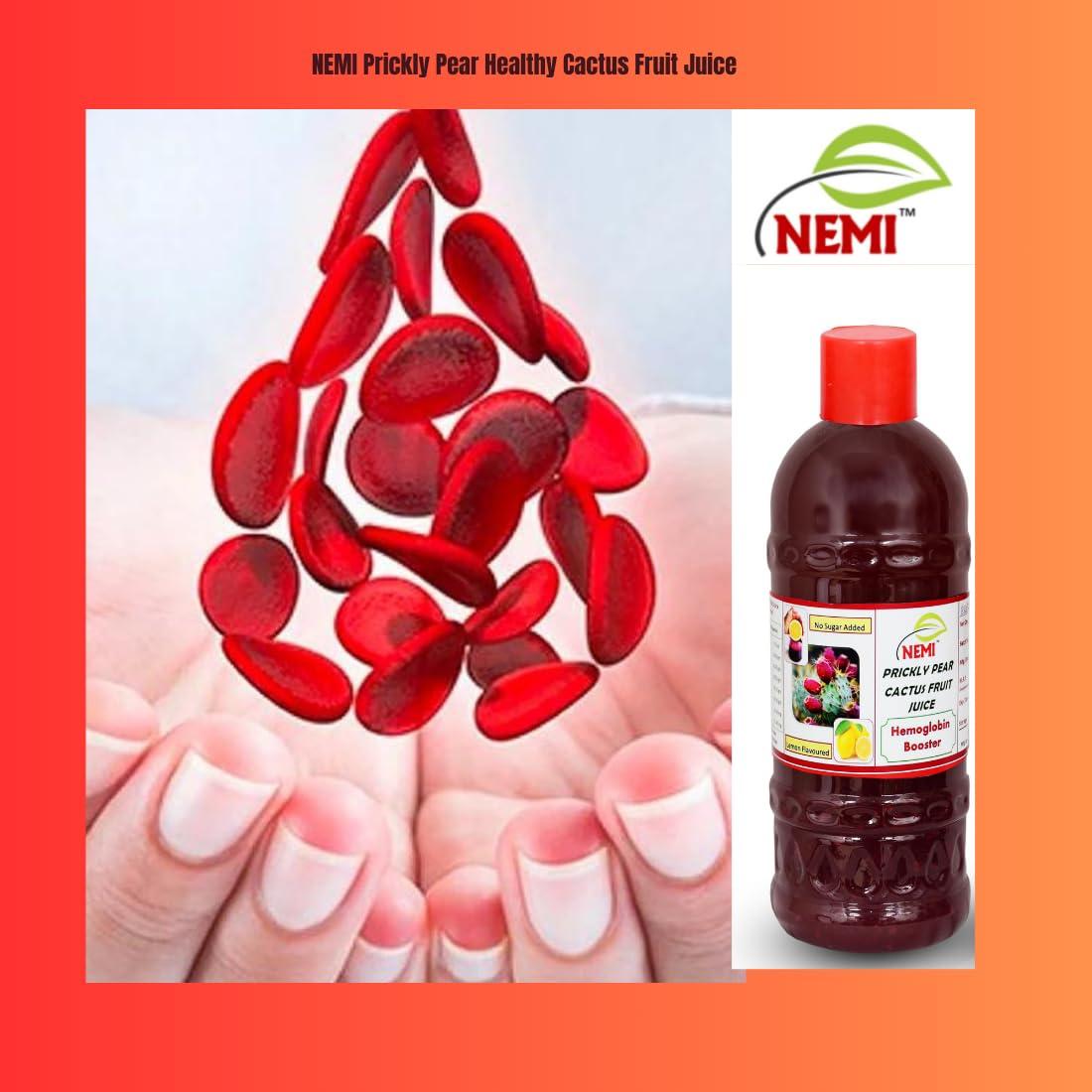 NEMI Nemi Organic Prickly Pear Cactus Juice - Rich in Hemoglobin Sugar Lemon, Vitamin C - Findla Juice Original Pack of 2