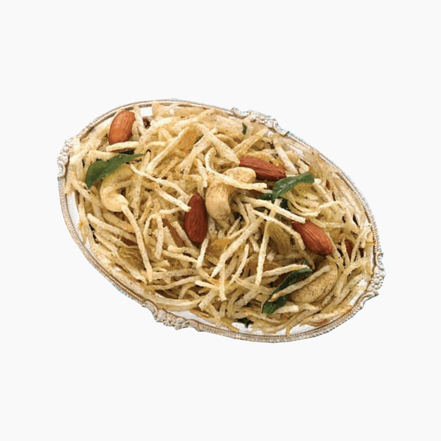 Veganic Veganic Badam Laccha Namkeen | Potato Sticks And Almonds Namkin | Cashew, Almond, Aloo Lachchha Mixture Snacks | Indian Marwari Crispy/Crunchy Mix Namkin (900g)