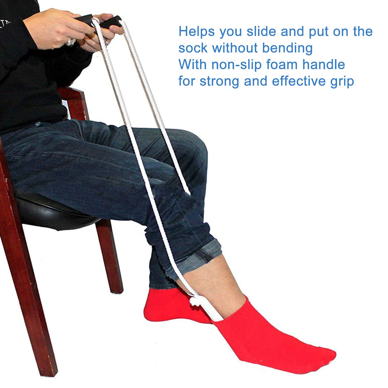 Shanrya Socks Helper, Elderly Sock Aid Effective Tool ABS NonSlip Foam Handle for People in Need for The Elderly for Patient for Aldult