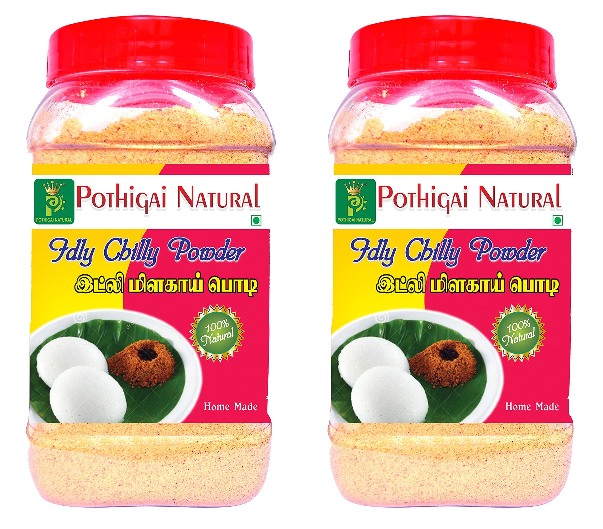 POTHIGAI NATURAL Pothigai Natural- Idly Chilly Powder 500g / 100 % Natural /Traditional method / No Artificial flavour/No Artificial Colour(pack of 2)