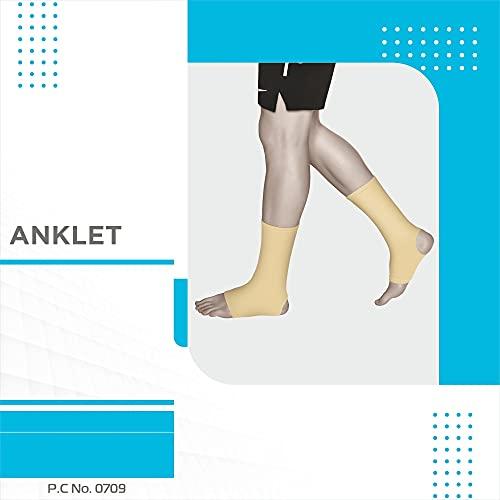 Vissco Vissco Anklet, Ankle Support for Injured Ankles, Arthritic Pain, Swelling, Stiff Joints, Pain Reliever for Strained or Sprained Ankles - Large (Beige)