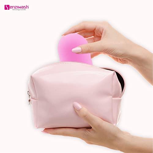 Senziwash Senziwash Menstrual Cup Sterilizer and Case | Easy-To-Use | Kills 99% Of Germs In 3 Minutes | Microwave Friendly | Reusable Silicone Sterilizing Holder (Sterilizer & Case (Pink))