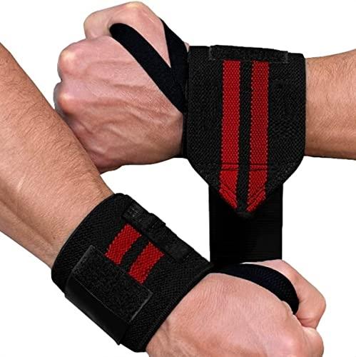 Venom Venom Wrist Wrap (1 Pair) 20 Inch Long, Wrist Supporter for Physiotherapy, Wrist Wrap, Hand Band with Adjustable Size Strap & Thumb Loop, Weight Lifting Wrap, Sports Training (Black & Red)