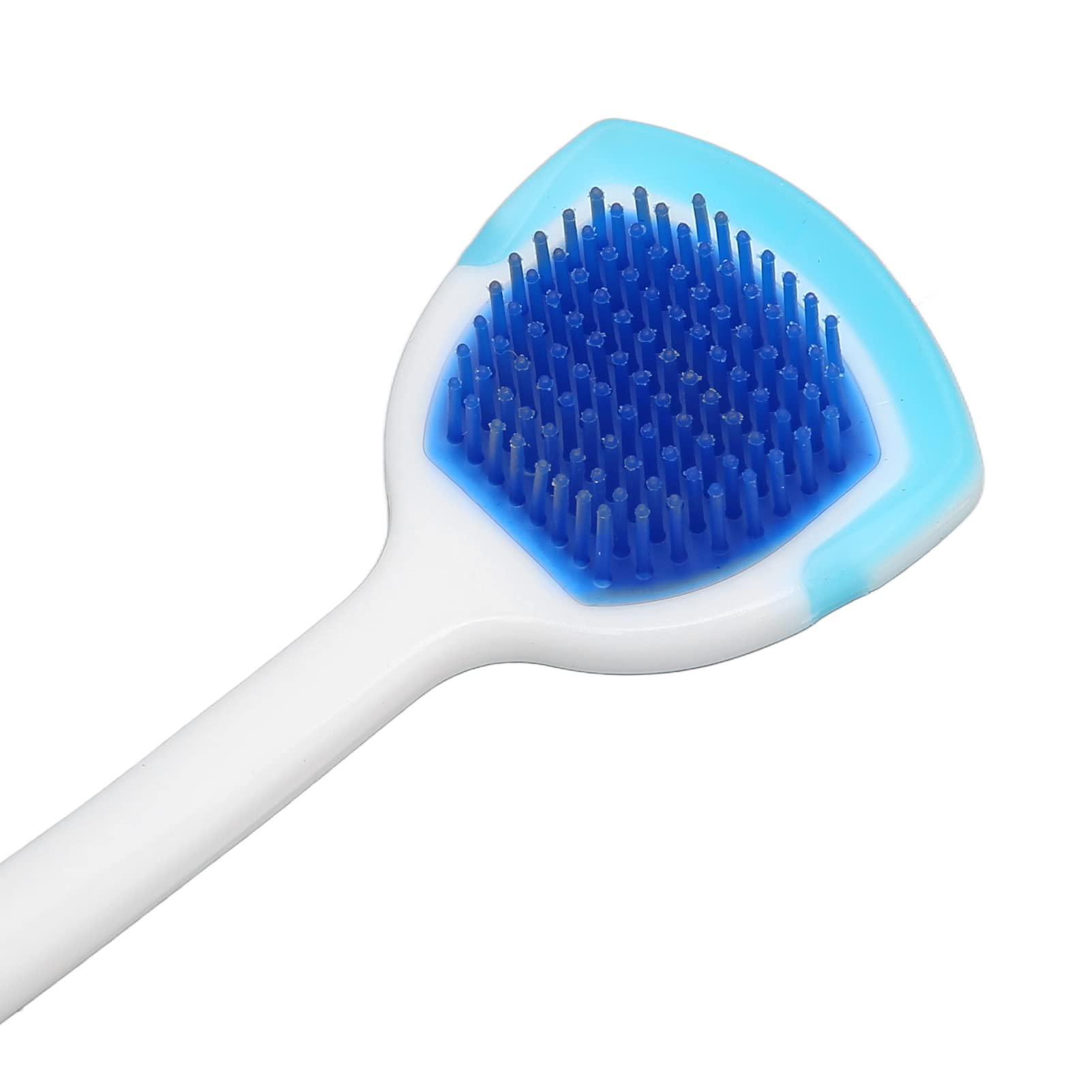 Jaerb Tongue Brush, Tongue Cleaner Long Handle for Adults (Blue)