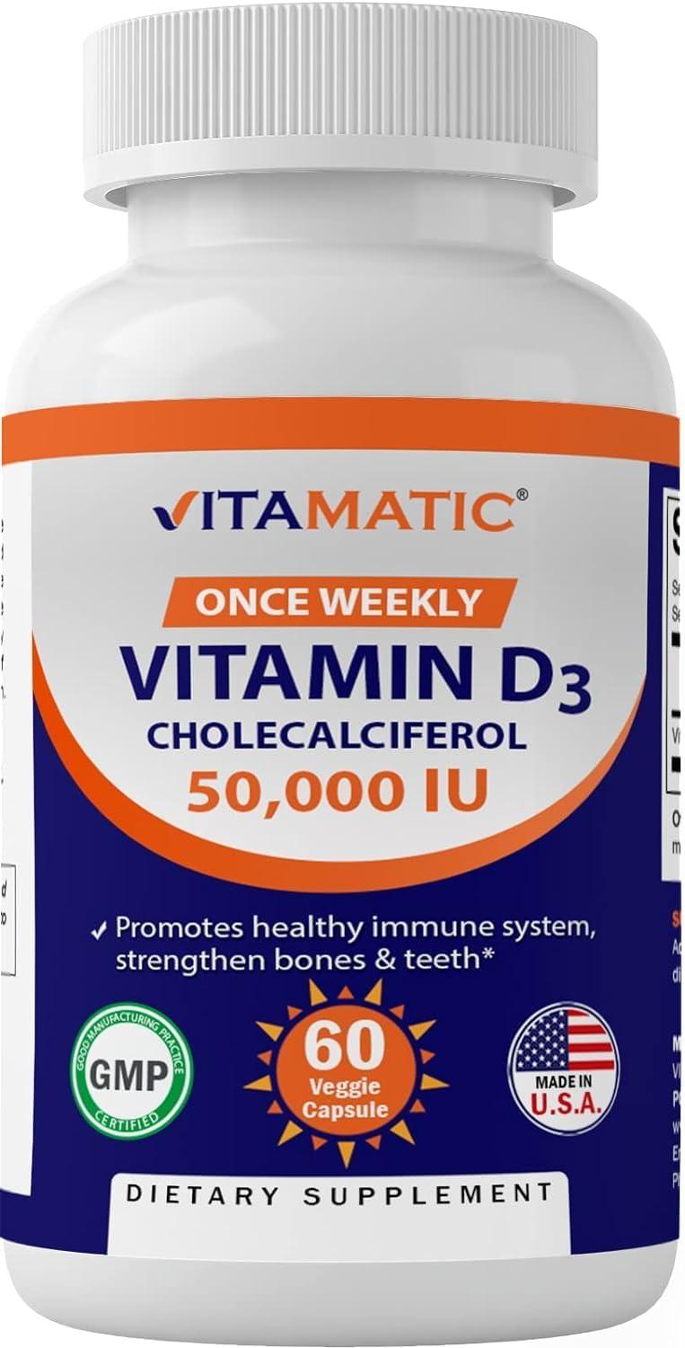GUJISA Gujisa Vitamin D3 50,000 IU (as Cholecalciferol), Once Weekly Dose, 1250 mcg, 60 Veggie Capsules 1 Year Supply, Progressive Formula Helping Vitamin D Deficiencies (60 Count (Pack of 1))