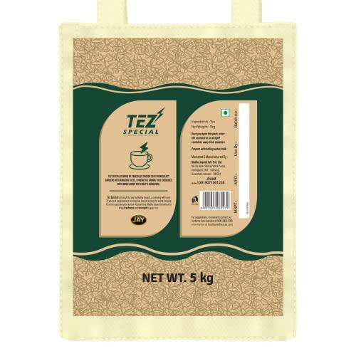 Tez Tez Tea Special Assam Black Loose CTC Leaf Tea, 5kg (Reusable Non Woven Cloth Bag)- Strong, Malty, Aromatic & Rich | Black Assam CTC Leaf Tea | Premium Kadak Chai Patti