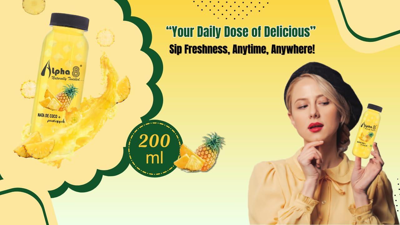 ALPHA 8 ALPHA 8 Natural Energizer & Immunity Booster, Healthy Juice, High Fiber, Real Natural Taste Juice (Pineapple, 200 ml (Pack of 24))