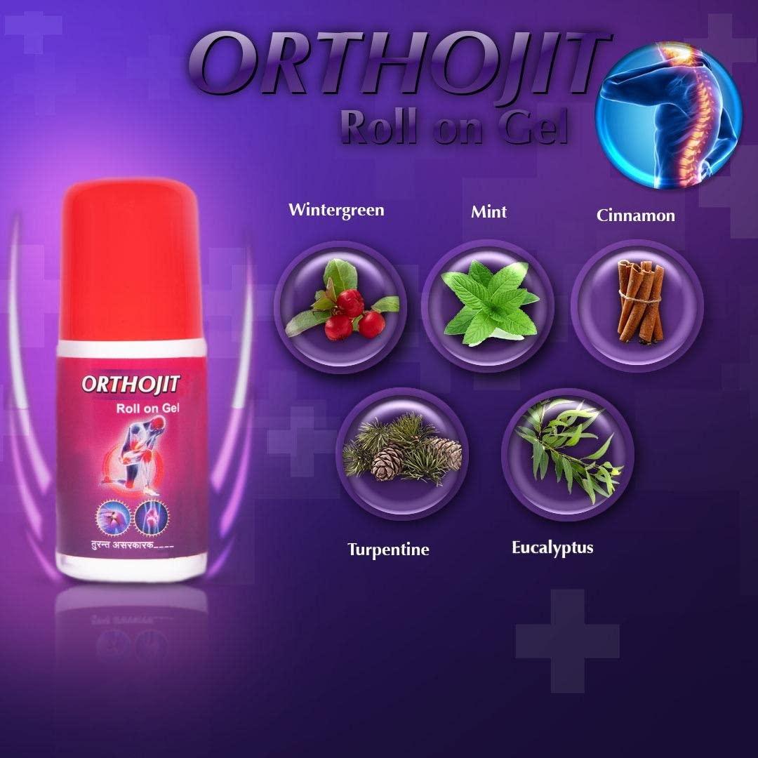 Generic Orthojit Roll on Gel Oil for Back, Knee, Legs, Neck, Shoulder, Joint and Muscle Pain | Pure Ayurvedic Pain Relief Oil Roll on - 50 ml (Pack of 5)