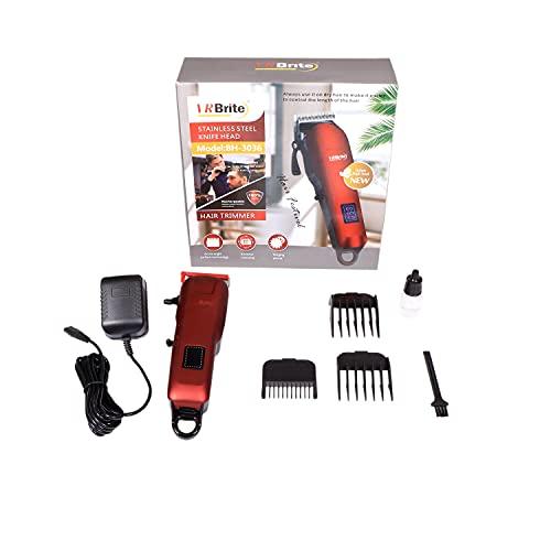 VR Brite VR Brite BH-3036 Proffessional Hair Trimmer LCD DISPLAY rechargeable waterproof Runtime: 60 min Trimmer for Men (RED)