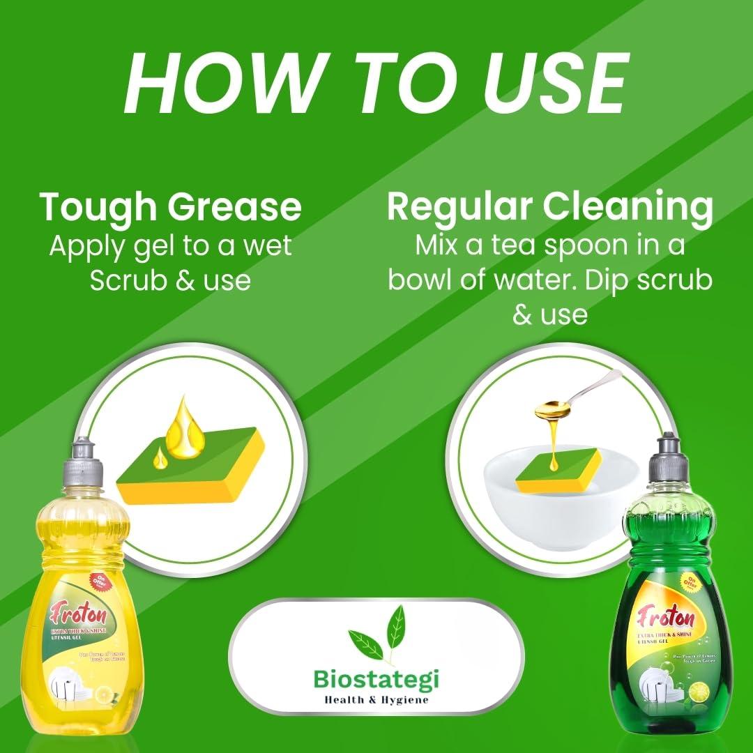 Froton Froton Dishwash Liquid,Pure Lemon Extract Dishwash Liquid,Non Acidic Safe on Hands Pure Extract of Lemon Dishwash Liquid 5 Litre & 250 ml Free pack
