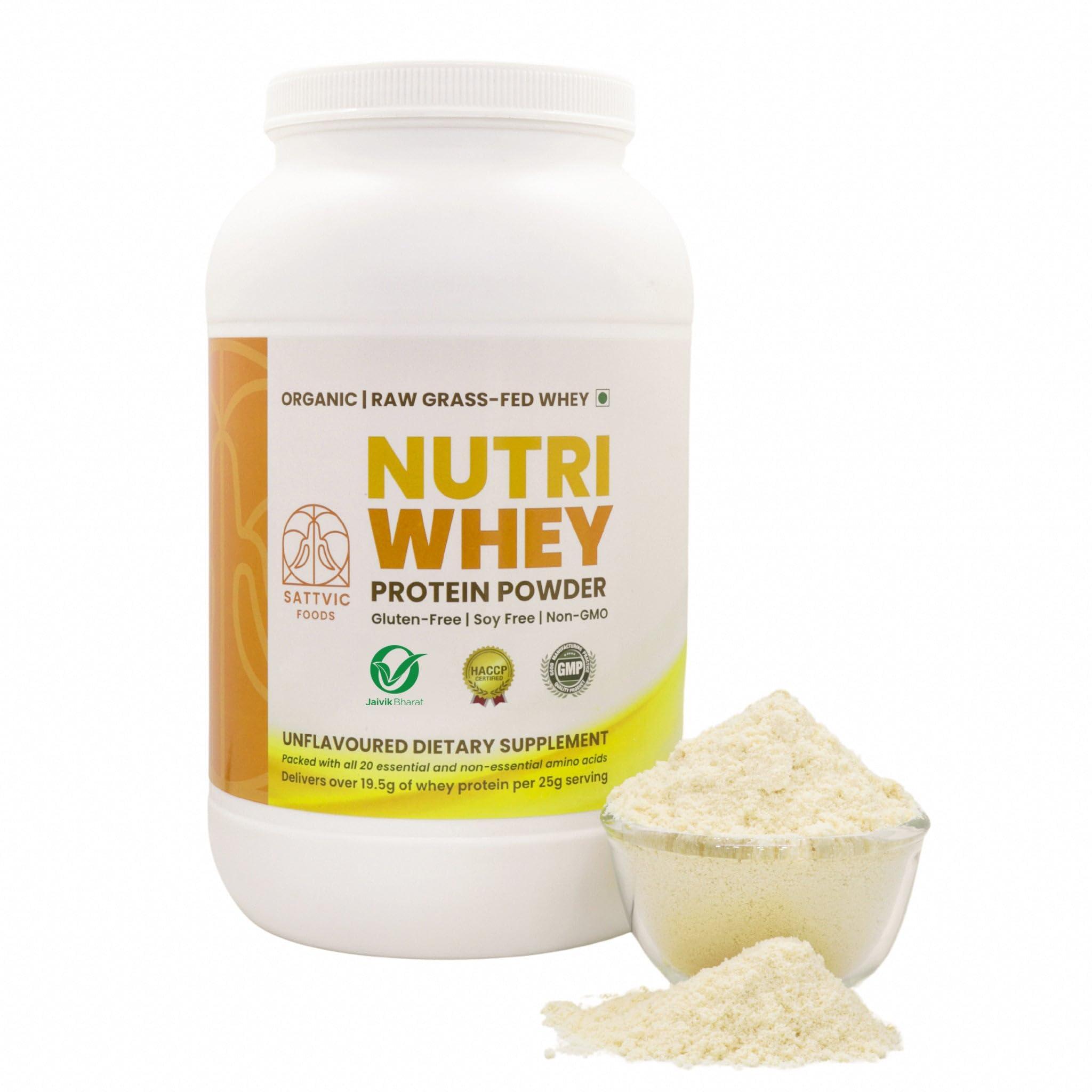 Sattvic Foods Sattvic Foods A2 Whey Concentrate 80% Protein Powder (1 kg) | Certified Organic, Unflavoured Grass-Fed, Non-GMO, Performance Grade Protein Powder | 19.5 g Protein per Serving