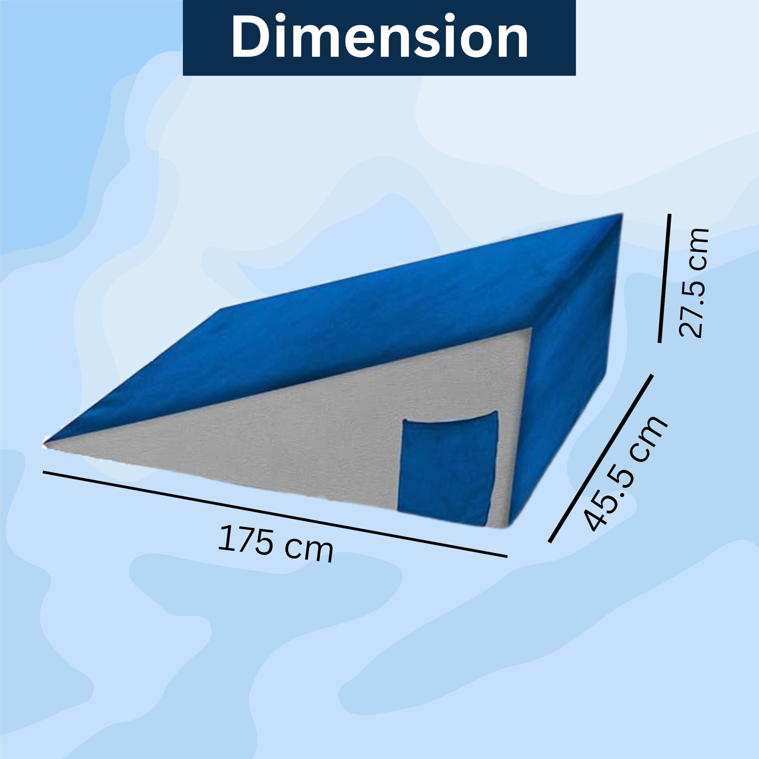 BLISSCLOUD BLISSCLOUD Bed Wedge Pillow with Memory Foam, Orthopedic Back Support Cushion for Acid Reflux, GERD, Snoring, Post Surgery, Pregnancy, Elevated Sleeping, for Pain Relief and Comfort, Blue & Grey