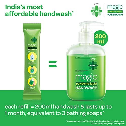 godrej protekt Godrej Protekt magic Powder-To-Liquid Handwash - Bottle + 15 Refills | 135g (Makes 3 Litres)