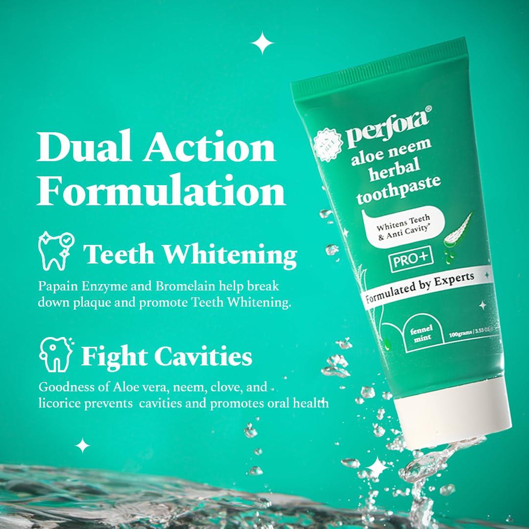 Perfora Perfora PRO+ Oral Care Bundle - Aloe Neem Herbal, Super Fresh, and Activated Charcoal Whitening Toothpaste Trio | Enamel Safe, Whitens Teeth, Prevents Cavities & Bad Breath | SLS-Free Formulas | Pack of 3 (100g x 3)